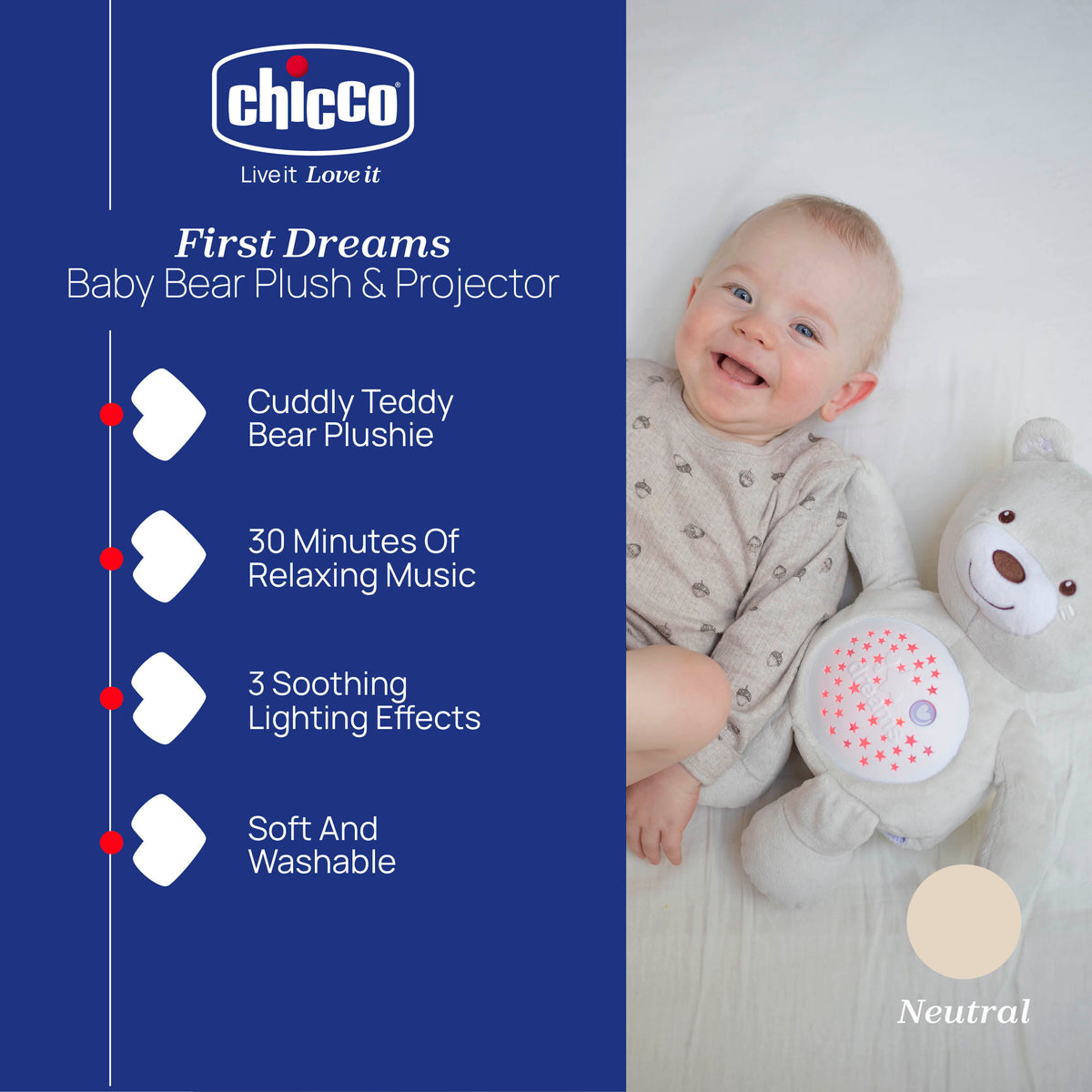 Chicco First Dreams Baby Bear Plush And Projector
