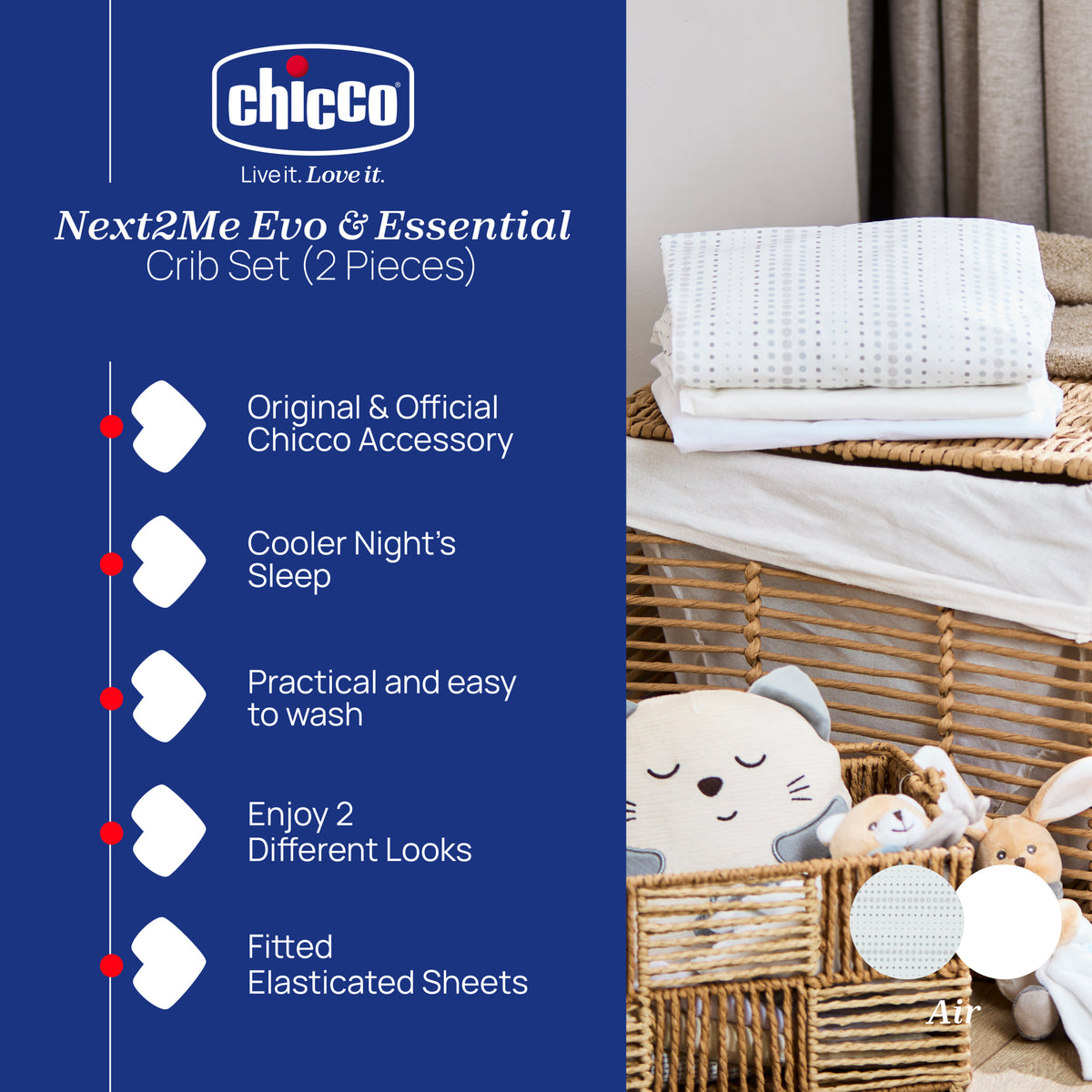 Chicco Next2Me Evo & Essential Crib Sheets (2-Piece)